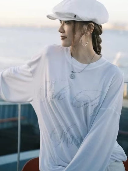 Round neck long sleeve T-shirt　X3176