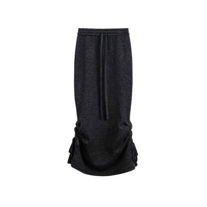 Layered-Look High-Neck Hoodie & Long Skirt 　X3484