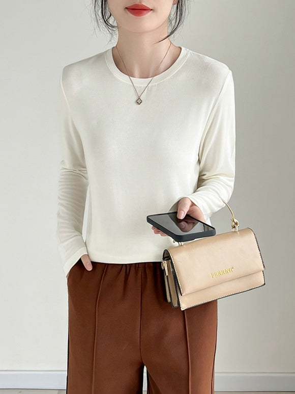 Round neck and half-high neck long sleeve T-shirt X3174