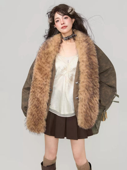 可拆式環保毛領冬季外套 X3448