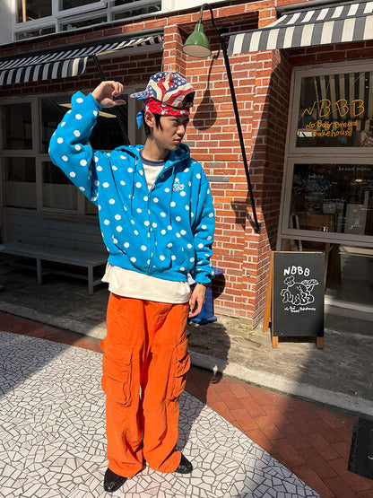 Polka Dot Zip Hoodie　X3687