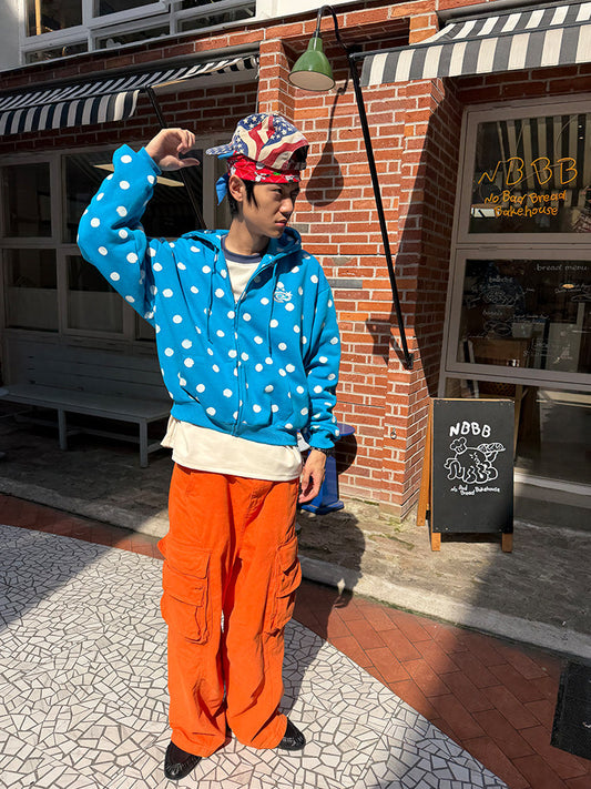 Polka Dot Zip Hoodie　X3687