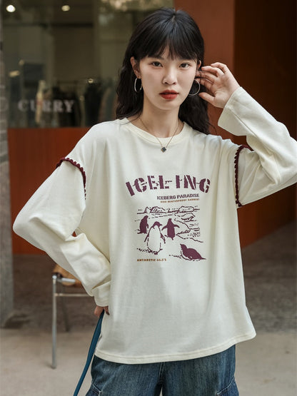 Design sleeve crew neck casual T-Shirt X3085