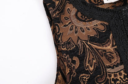 Paisley embroidery jacquard round neck vest X3149