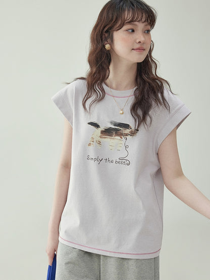 Puppy Print Sleeveless T-Shirt　X3232