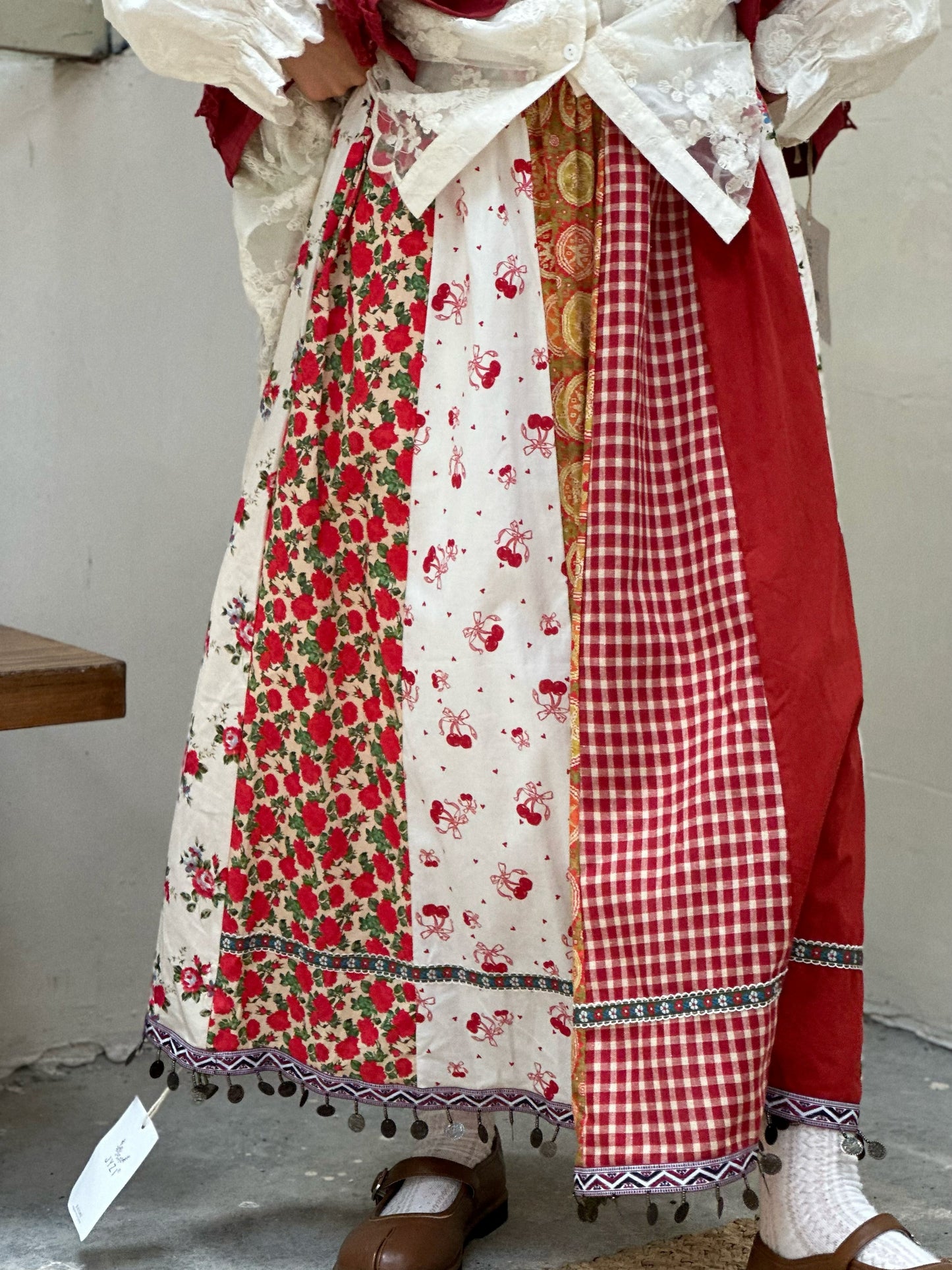 Vintage Country Patchwork Floral Long Skirt　X3364