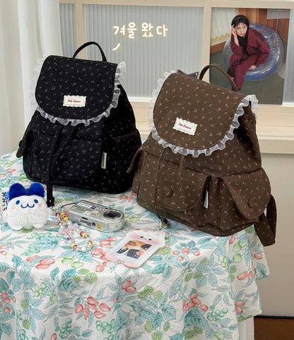 Floral Lace Ruffle Mini Backpack　X3723