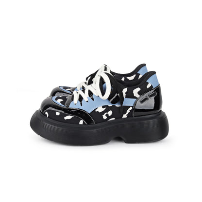 Colorblock Chunky Platform Lace-Up Shoes　X3476