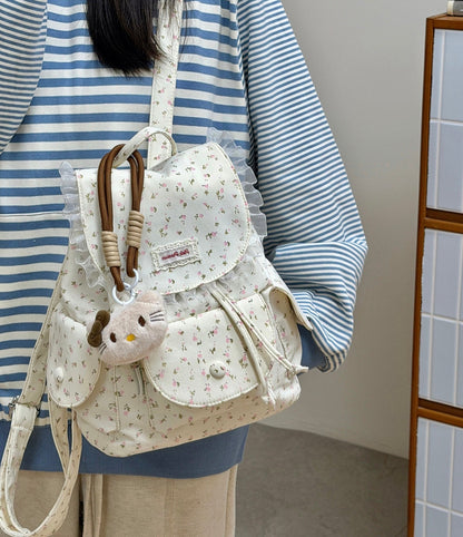 Floral Lace Ruffle Mini Backpack　X3723