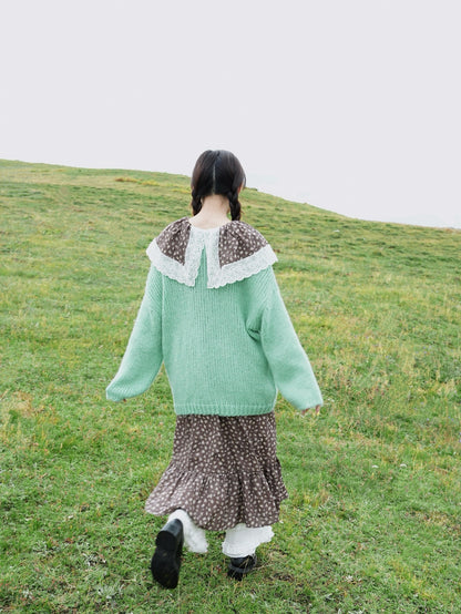 Soft Loose Knit Cardigan with Bow Decoration X3401