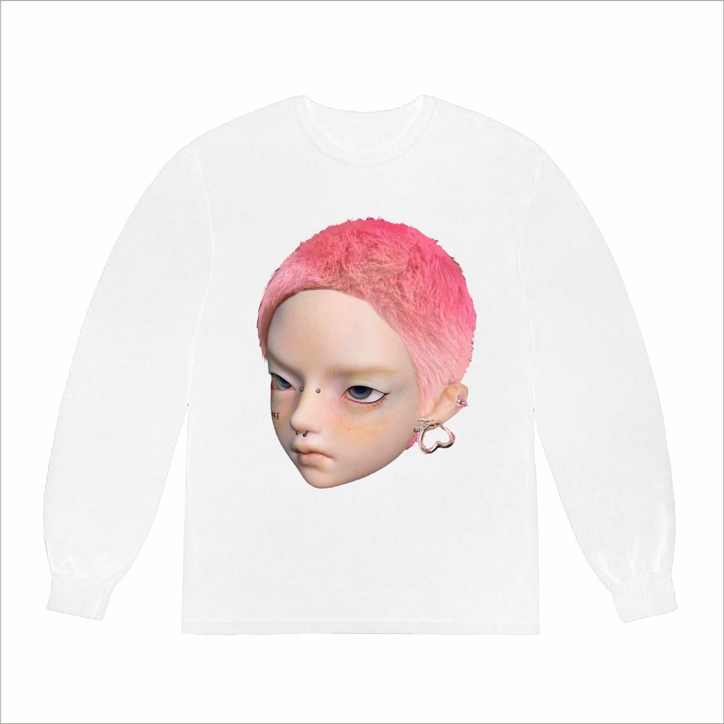 Pink hair big avatar print long sleeve t-shirt X3153