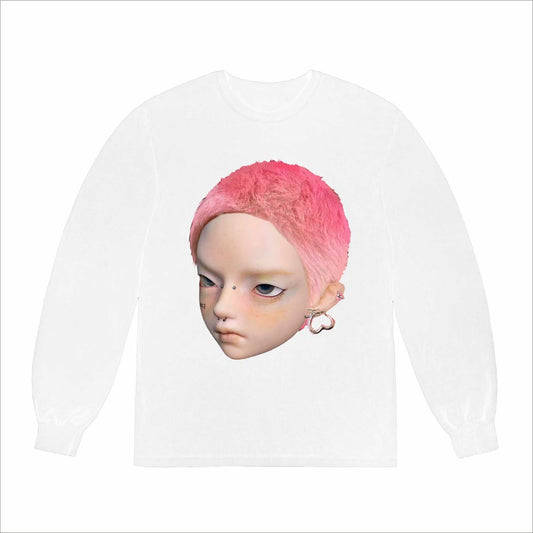 Pink hair big avatar print long sleeve t-shirt X3153