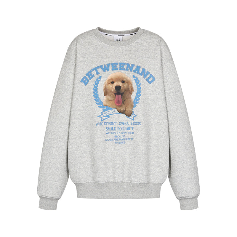 Cute puppy print loose pullover sweatshirt X3077