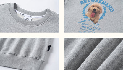 Cute puppy print loose pullover sweatshirt X3077