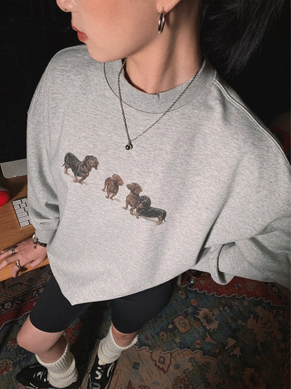 Dogs print crew neck sweatshirt X3088