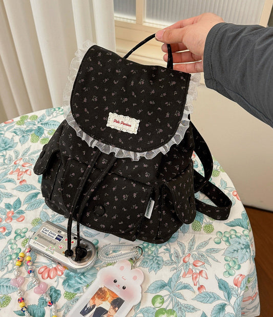 Floral Lace Ruffle Mini Backpack　X3723