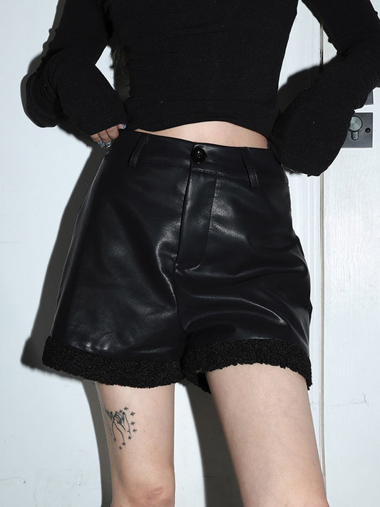 PU leather shorts X2616
