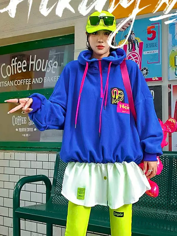 彩色貼片Logo連帽衫 X3466