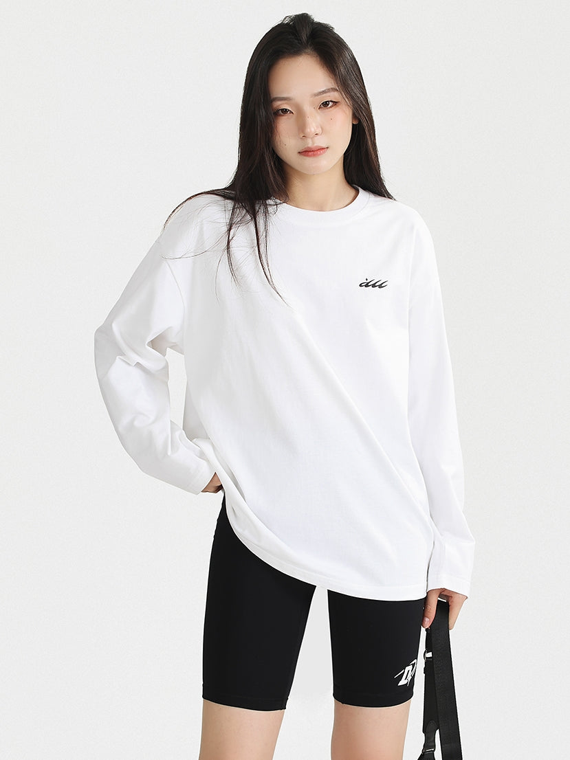 One-point design basic long sleeve t-shirt X3144