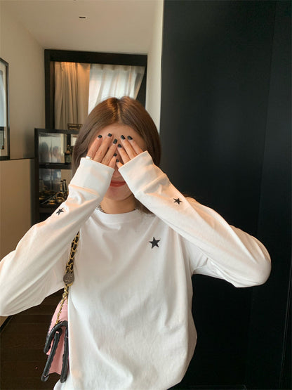 One point star round neck long sleeve t-shirt X3071