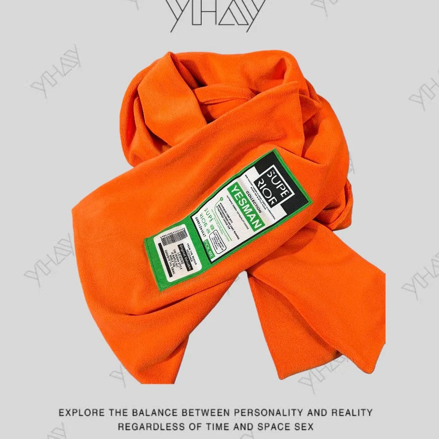 Color-Block Badge Neck Warmer Scarf X3497