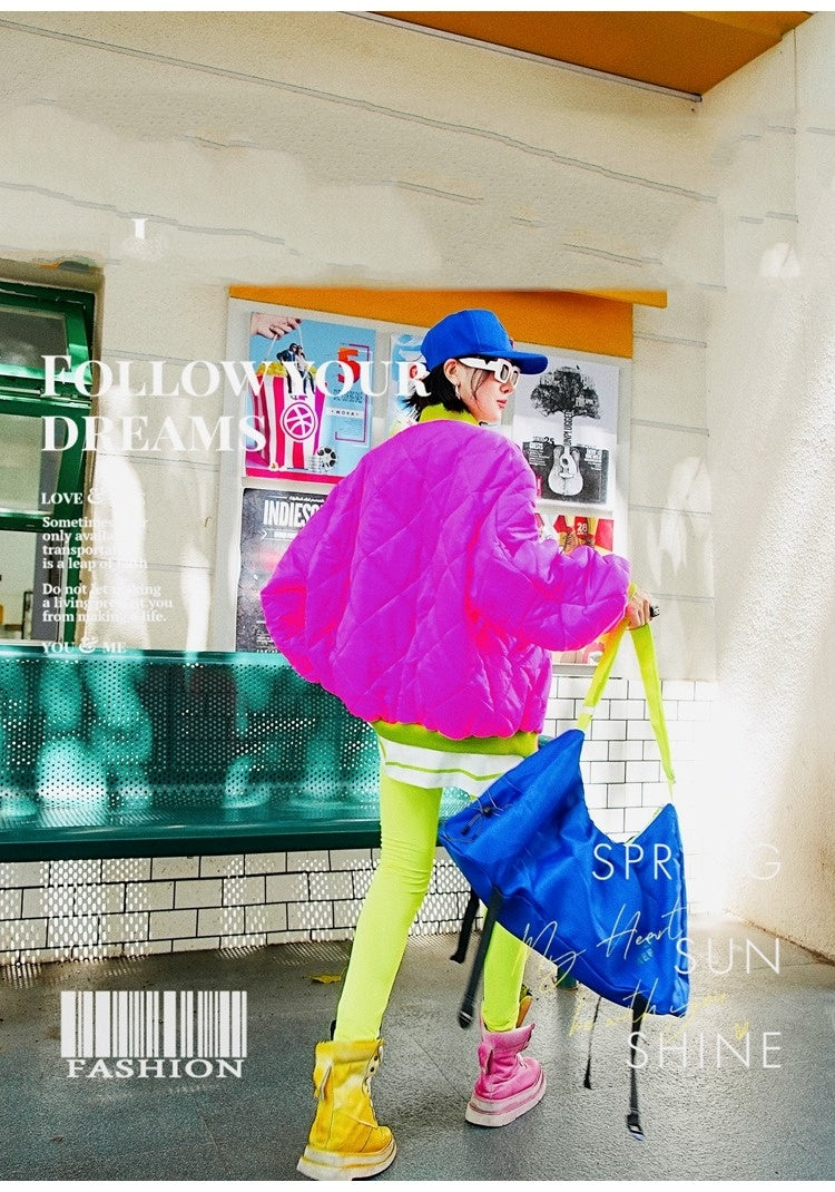 彩色拼接羽絨外套 X3463