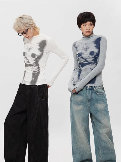 Half-turtleneck long sleeve slim T-Shirt X3111