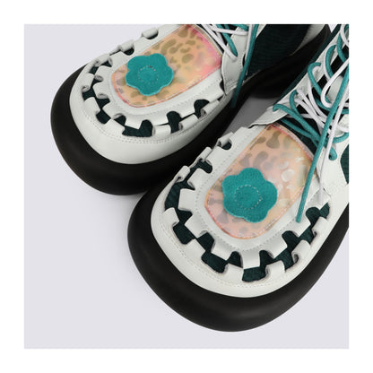 Colorblock Chunky Platform Lace-Up Mid Boots　X3483