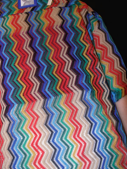 Rainbow zigzag striped sheer shirt X2775