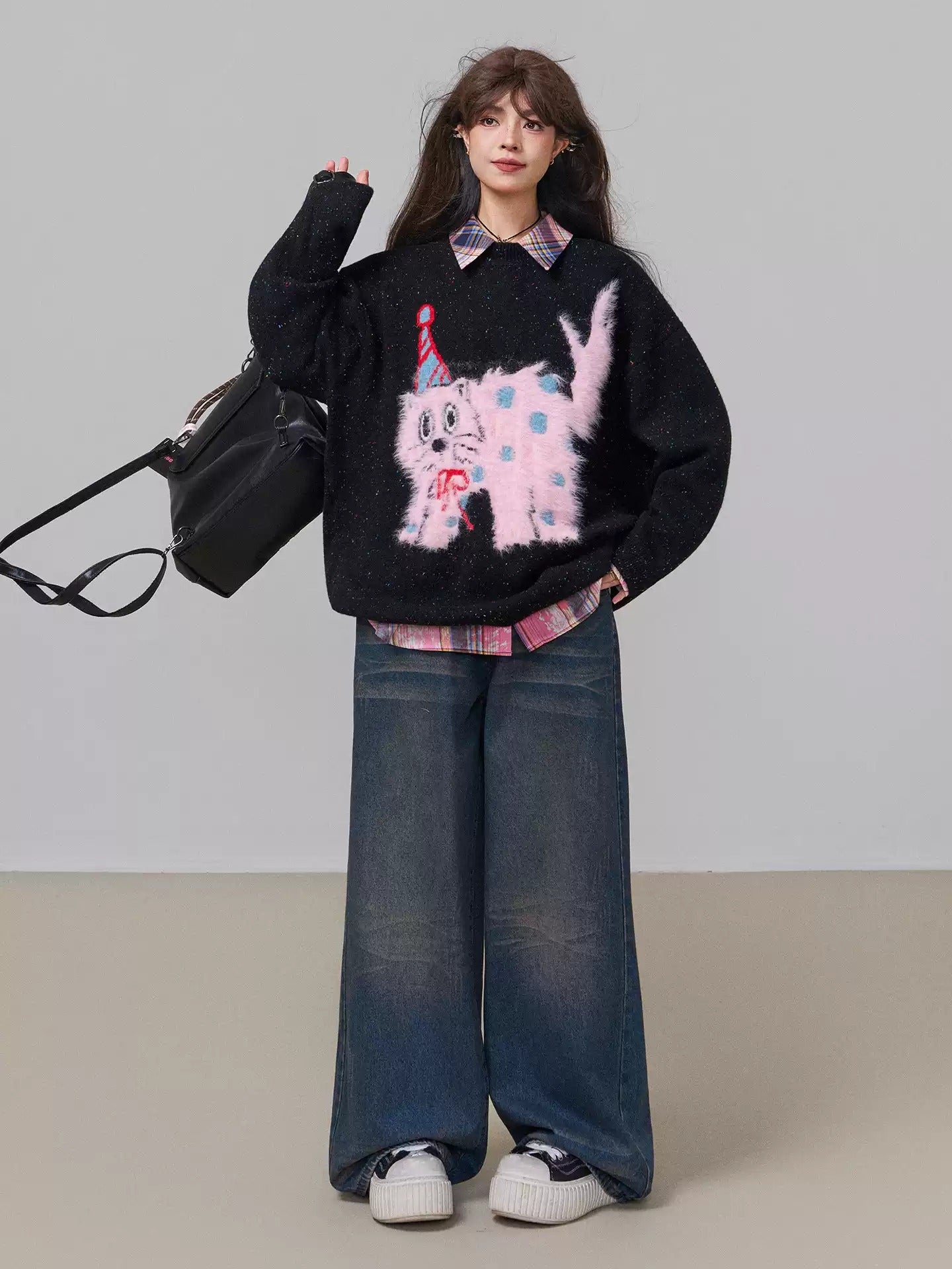 星空斑點針織貓咪毛衣 X3452