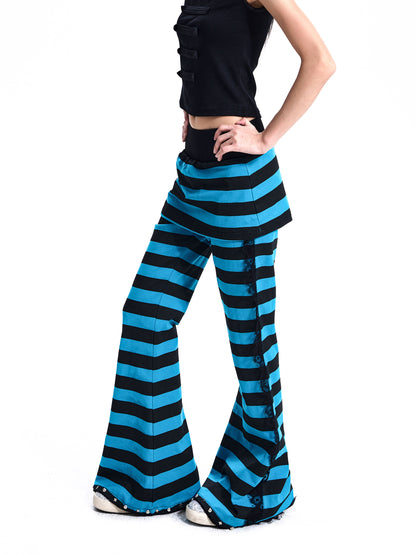 Striped Lace Flare Pants　X3691