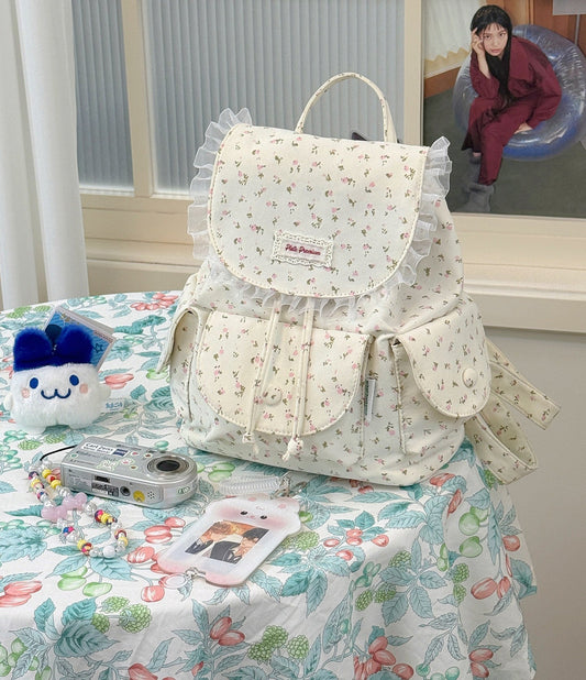Floral Lace Ruffle Mini Backpack　X3723