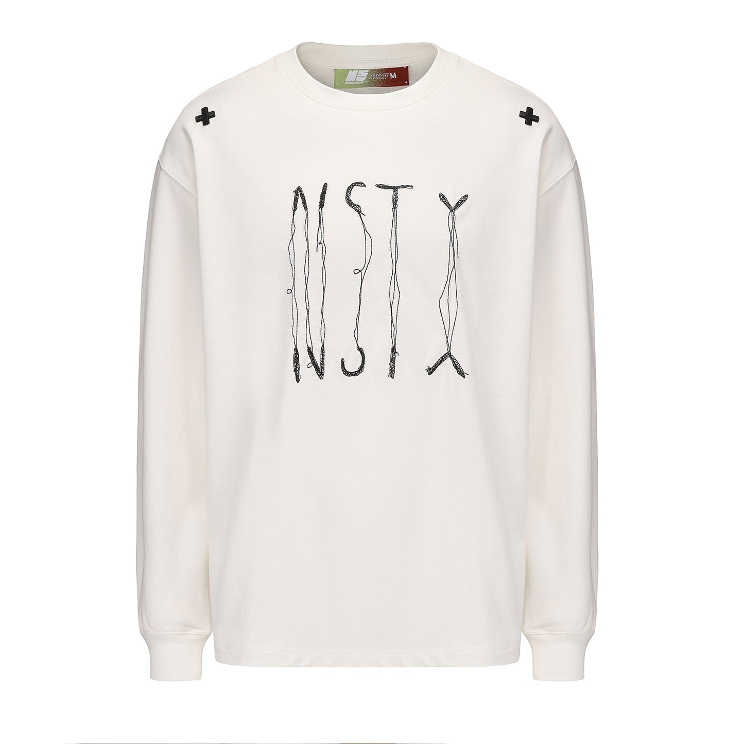 Embroidery letter loose long sleeve t-shirt X3091