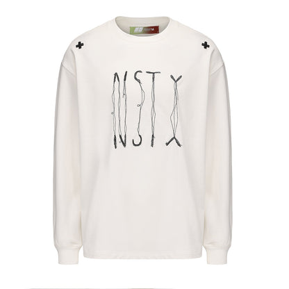 Embroidery letter loose long sleeve t-shirt X3091