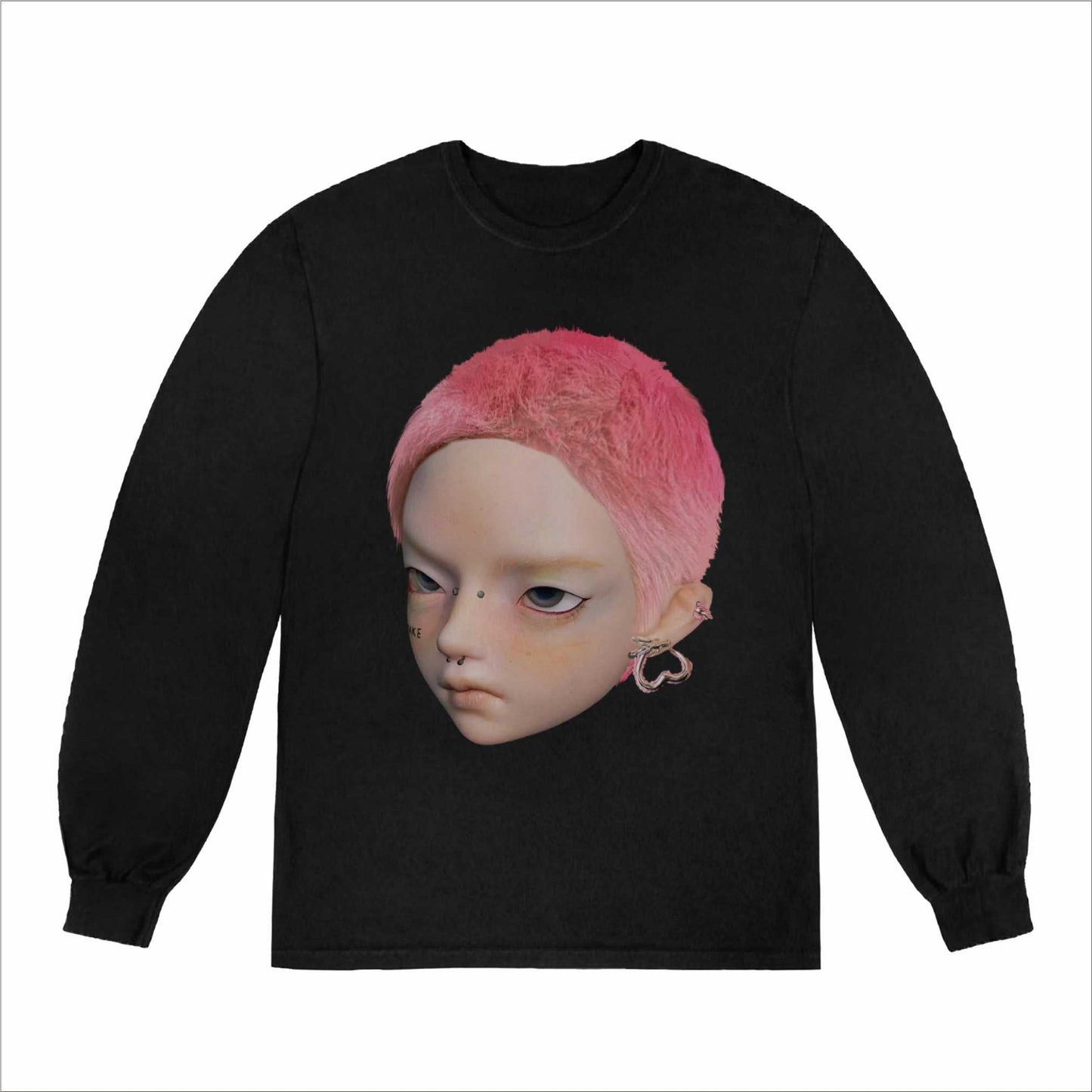 Pink hair big avatar print long sleeve t-shirt X3153