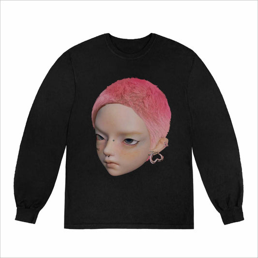 Pink hair big avatar print long sleeve t-shirt X3153