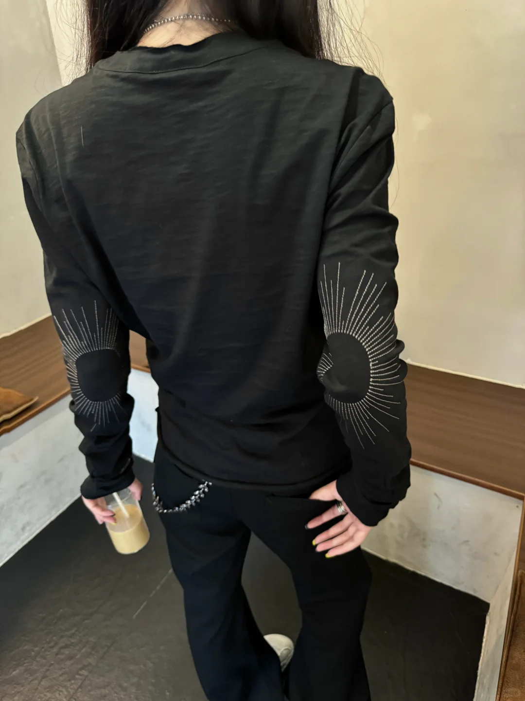 Bamboo henry collar long sleeve T-shirt X3034