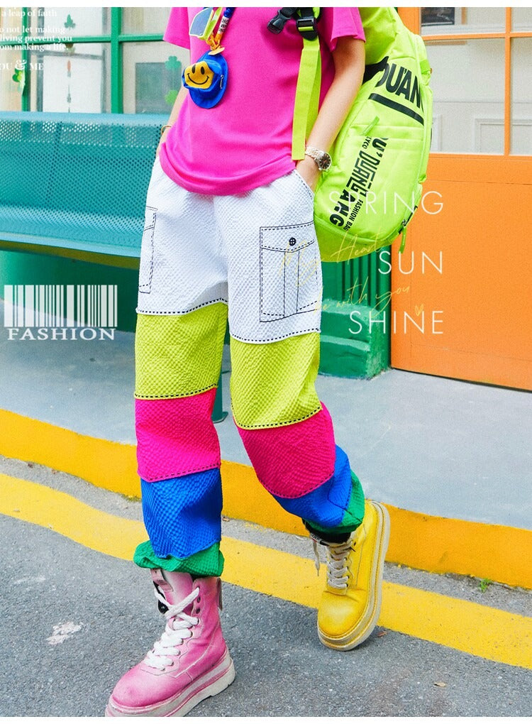 Multi-Color Blocked Wide Pants　X3532