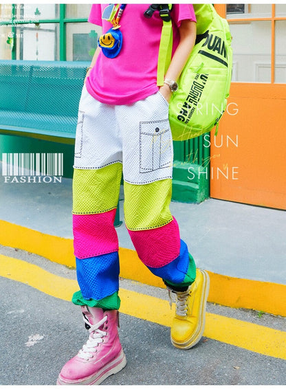 Multi-Color Blocked Wide Pants　X3532