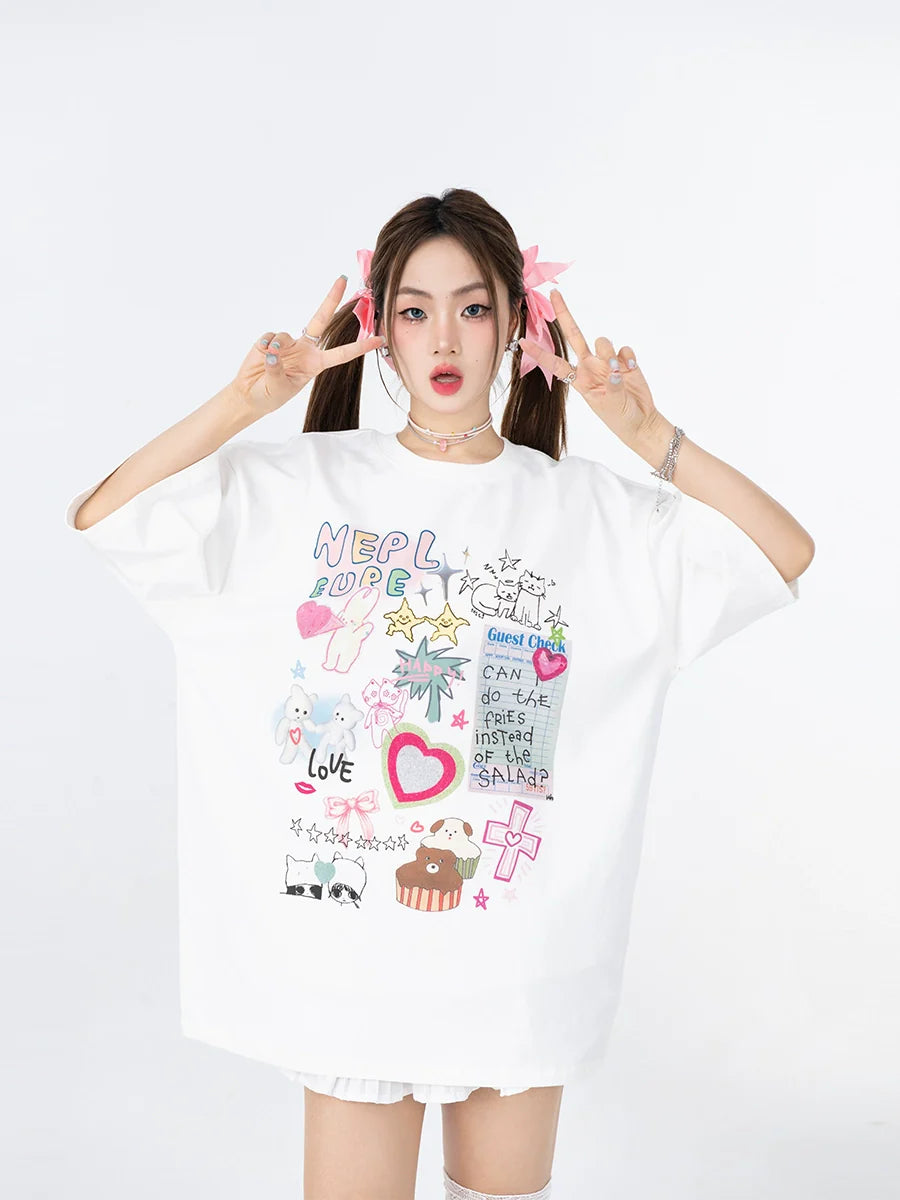 Cartoon Design Short Sleeved T-shirt X3047