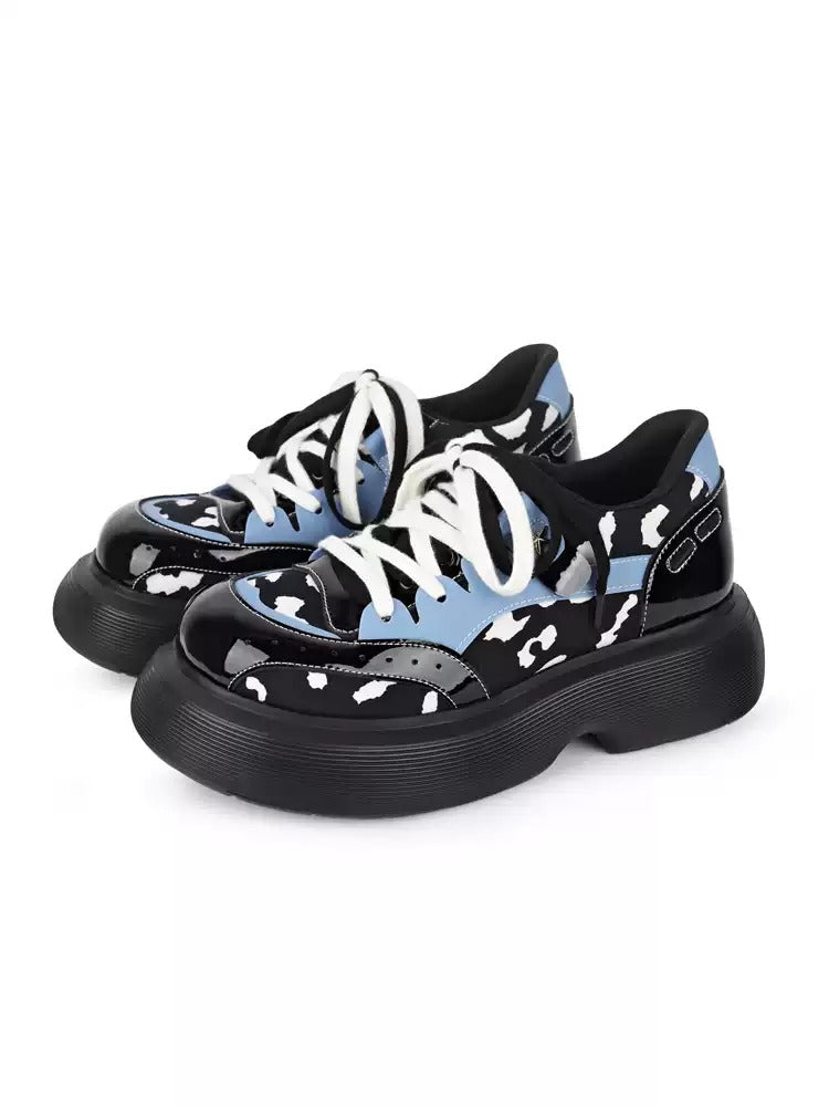 Colorblock Chunky Platform Lace-Up Shoes　X3476