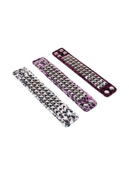 Leopard Fur Studded Wristband　X3692