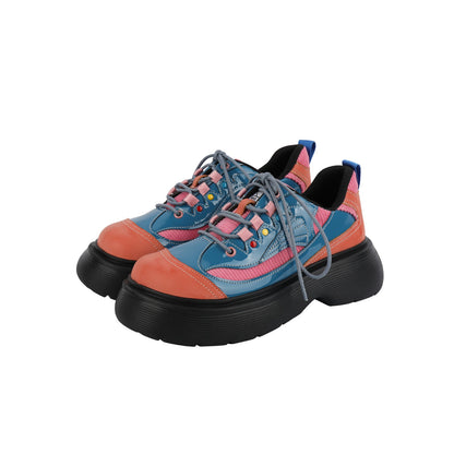 Colorblock Chunky Platform Lace-Up Shoes　X3482
