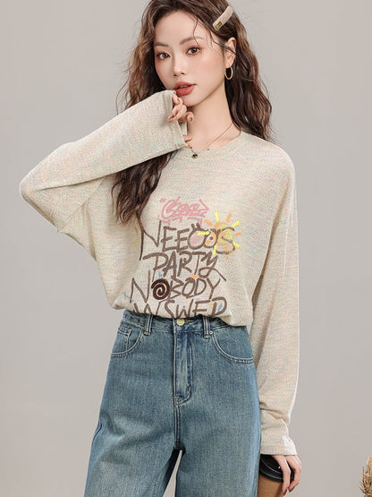 Loose Letter Print Tops　X3137