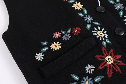 V-neck flowers embroidery vest X3209