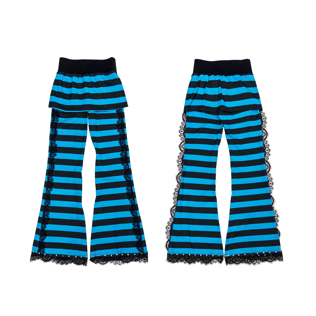 Striped Lace Flare Pants　X3691