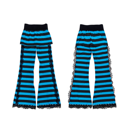 Striped Lace Flare Pants　X3691