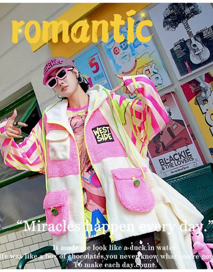 彩色條紋Logo抓絨內襯T卹 X3469