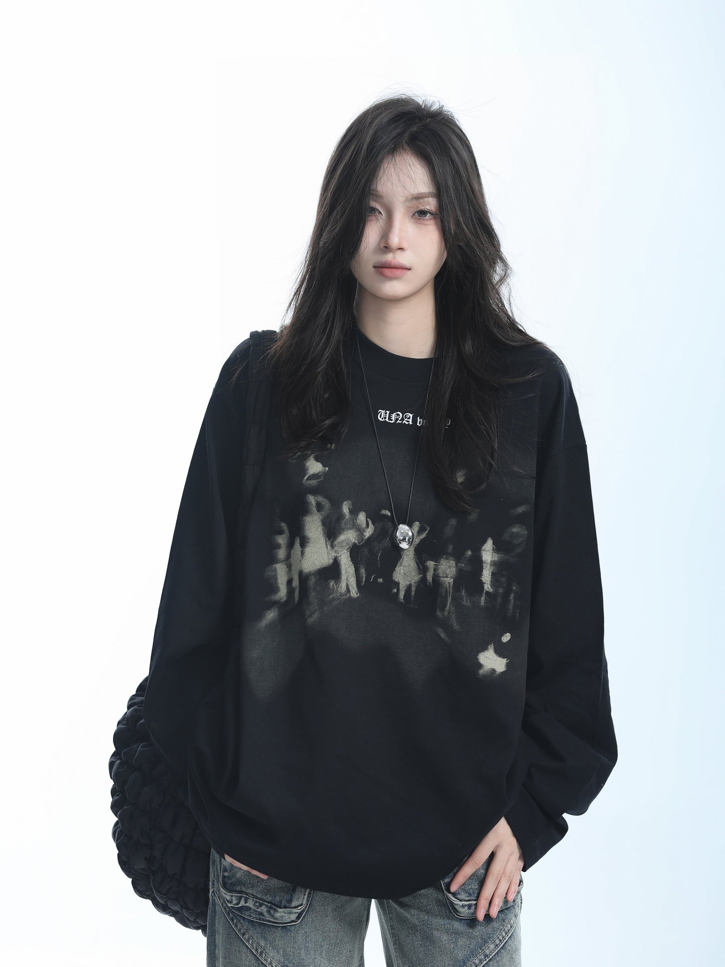 Oversize loose crewneck long sleeved T-shirt X3147