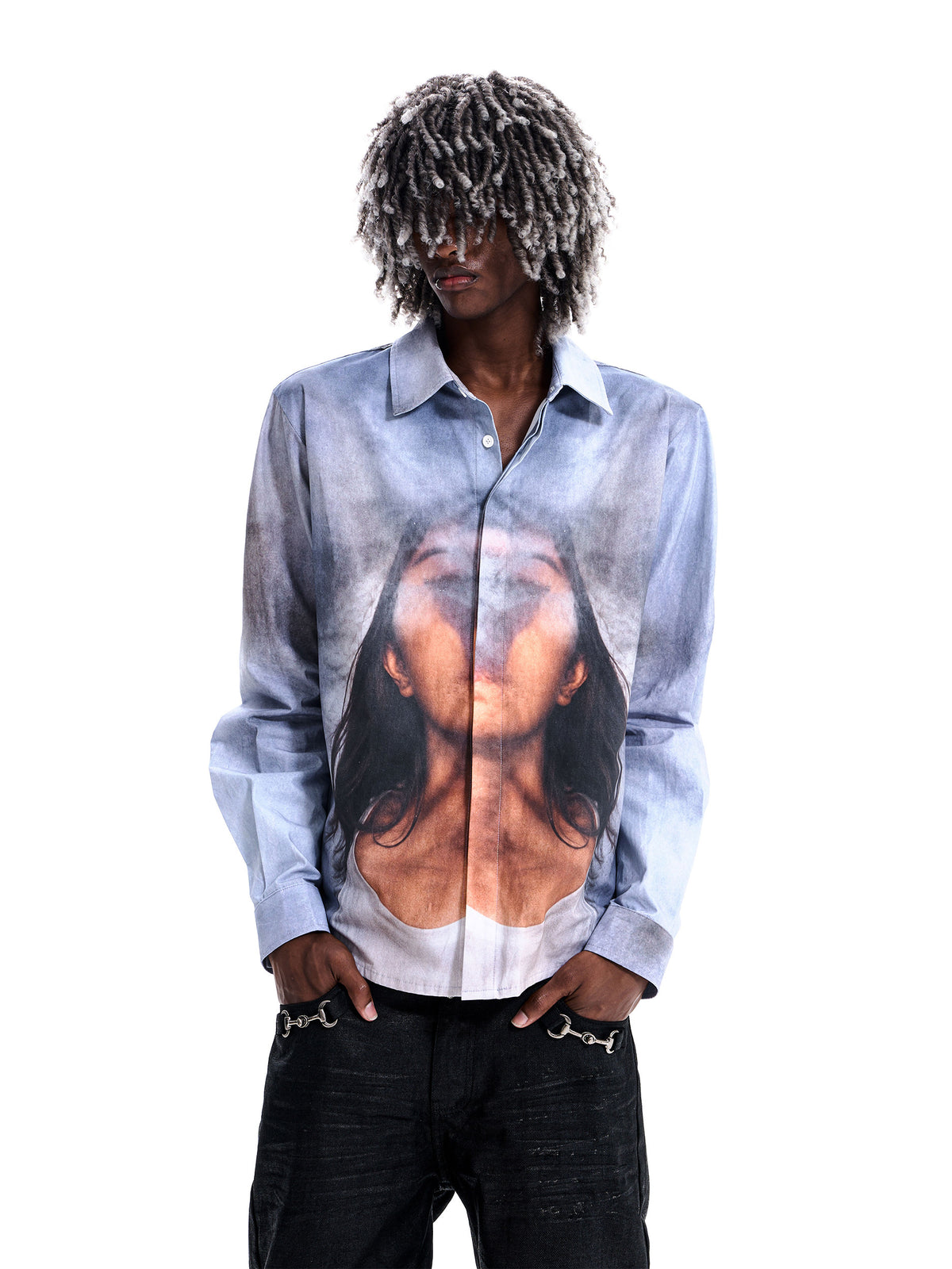 Portrait Print Long Sleeve Shirt X3693
